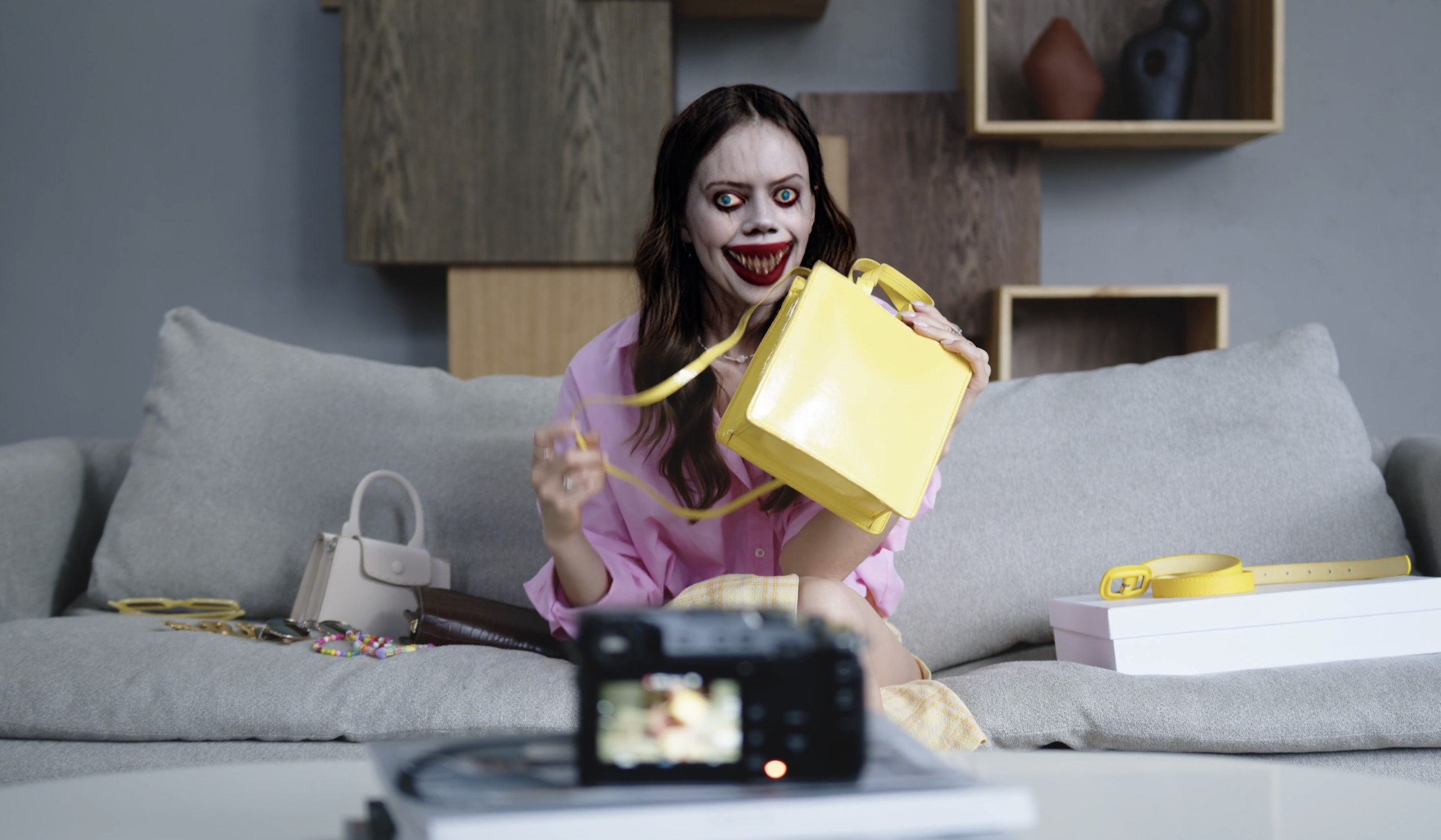 A zombie face filter applied to a video in Filterbloom